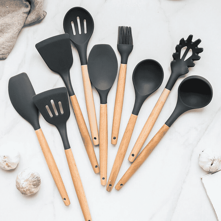 9 Pcs Silikon Kjøkkenredskaper Sett | Skanto