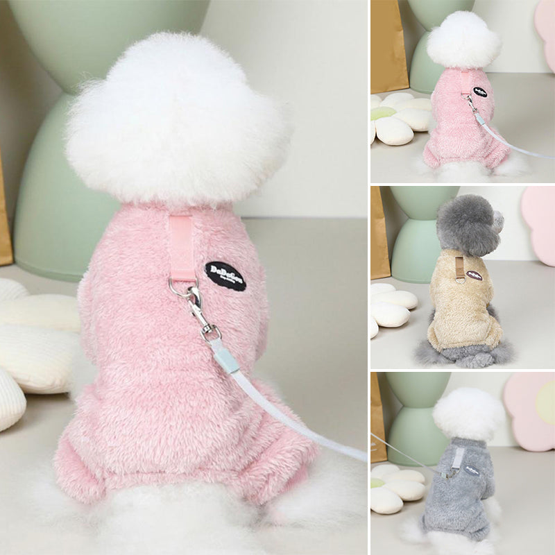 Fleece Pet Elastisk Overall med Leash Ring Skanto