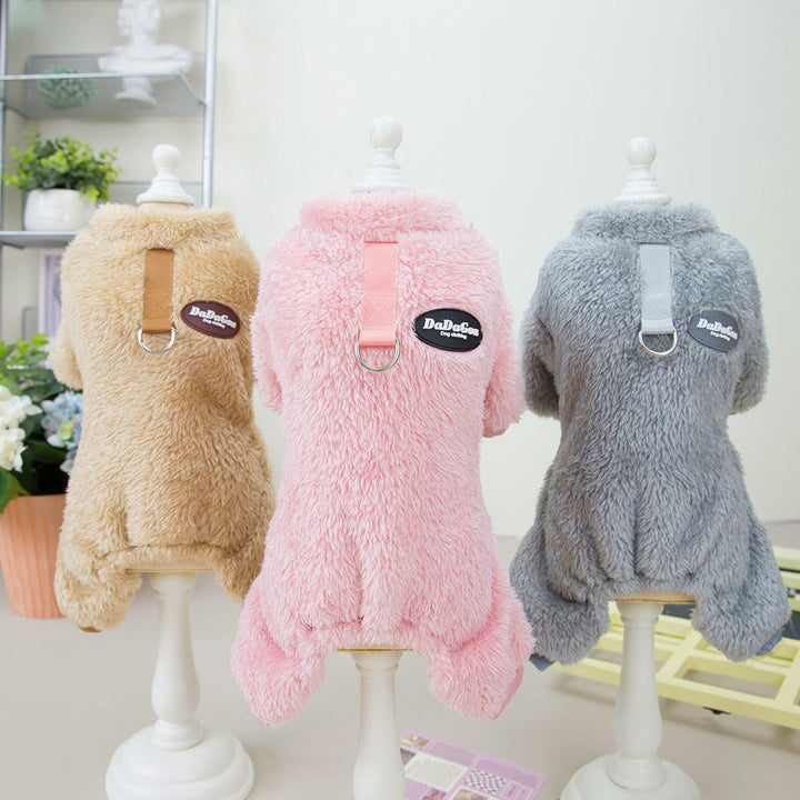 Fleece Pet Elastisk Overall med Leash Ring Skanto