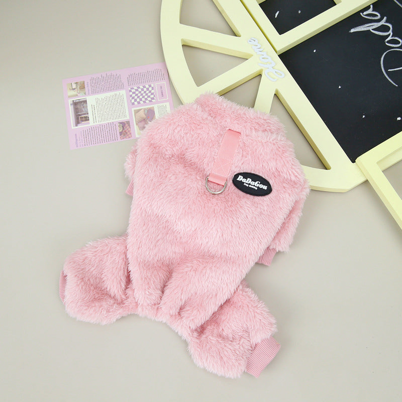 Fleece Pet Elastisk Overall med Leash Ring Skanto