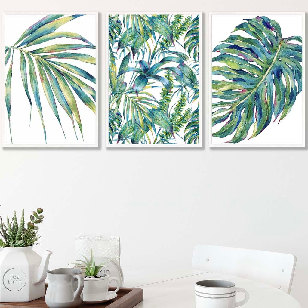 BOTANISK sett med 3 kunsttrykk basert på et originalt akvarelltrykk