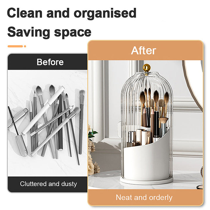 360° Rotating Makeup Brush Organizer Box | Skanto