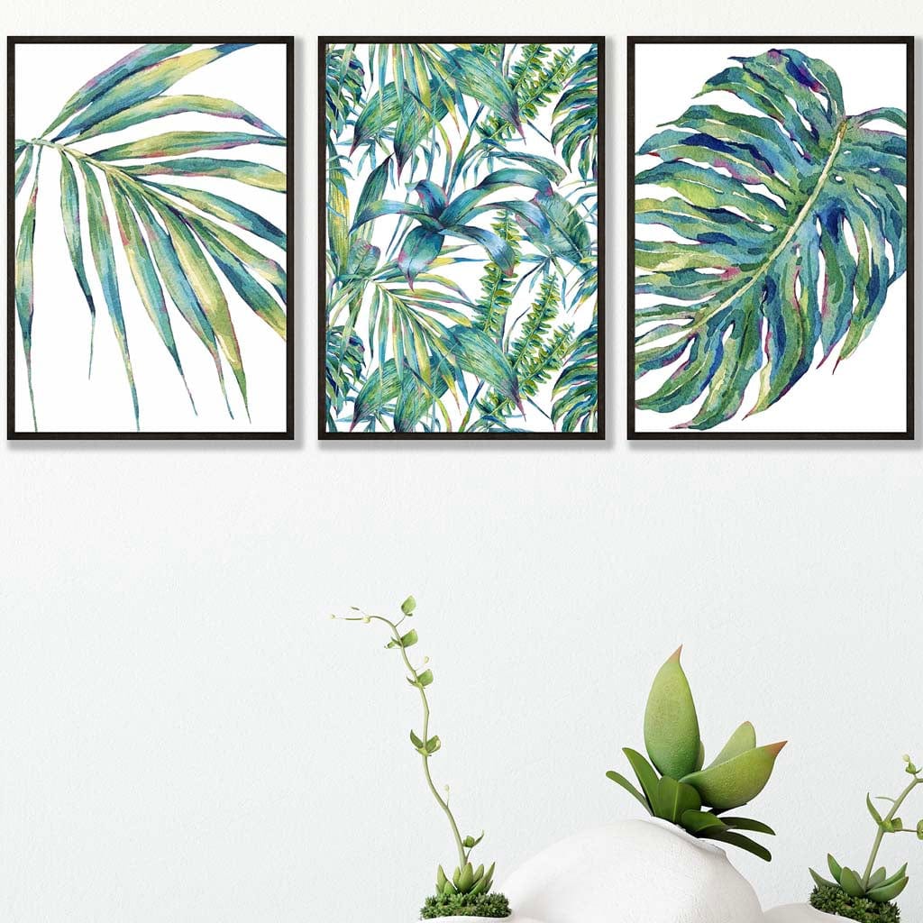BOTANISK sett med 3 kunsttrykk basert på et originalt akvarelltrykk