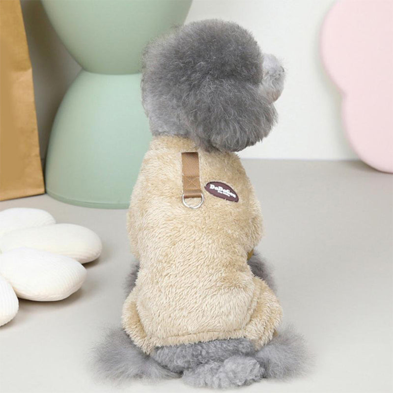 Fleece Pet Elastisk Overall med Leash Ring Skanto