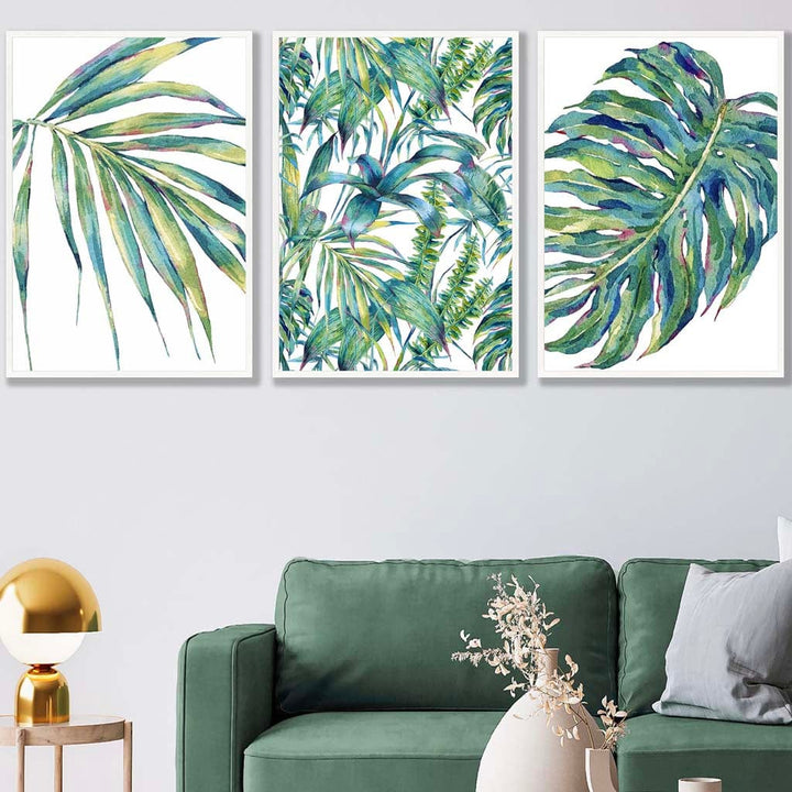 BOTANISK sett med 3 kunsttrykk basert på et originalt akvarelltrykk