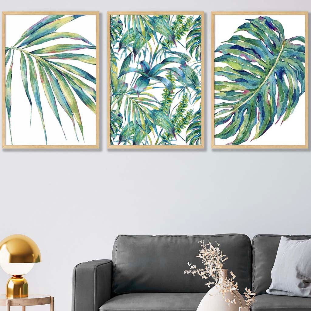 BOTANISK sett med 3 kunsttrykk basert på et originalt akvarelltrykk