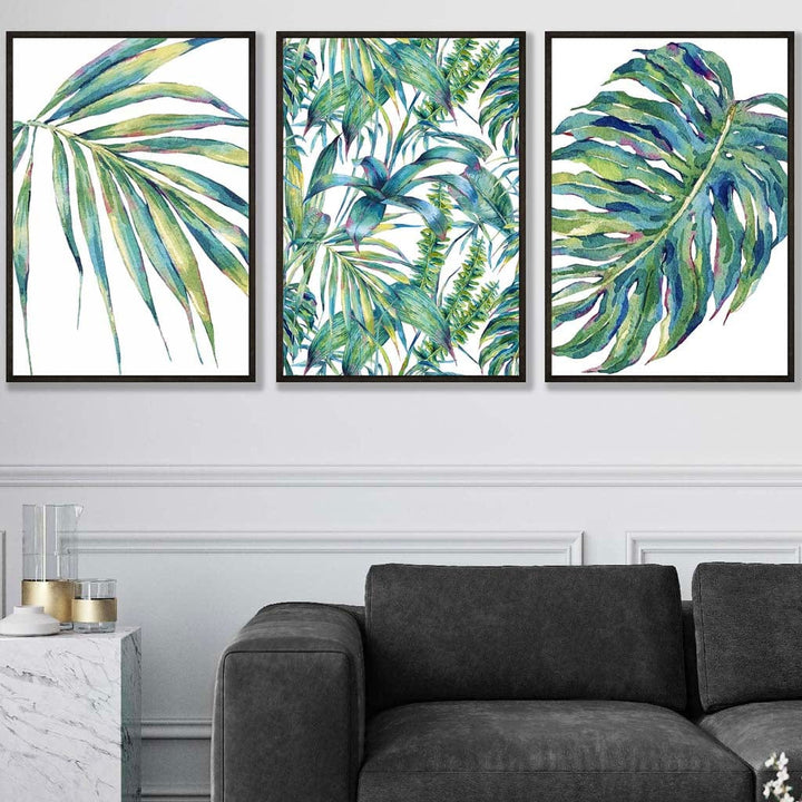 BOTANISK sett med 3 kunsttrykk basert på et originalt akvarelltrykk