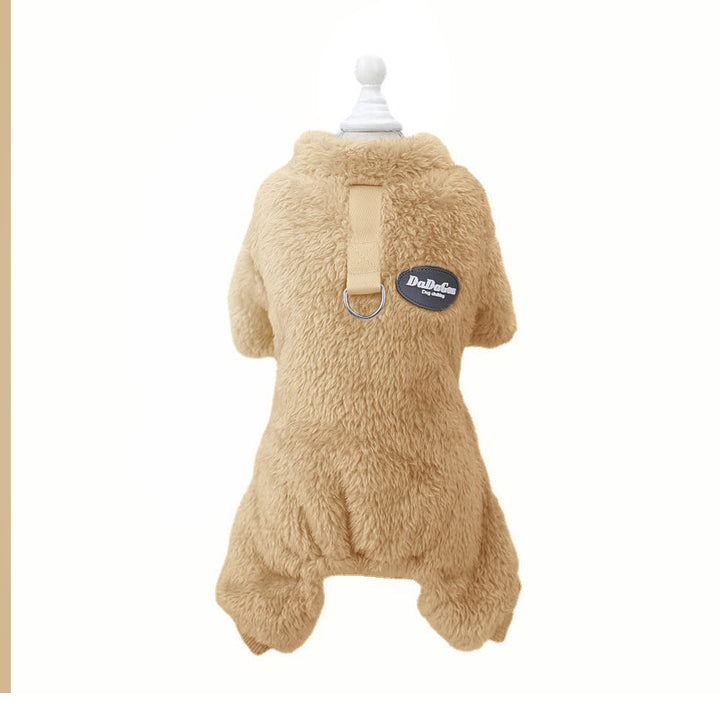 Fleece Pet Elastisk Overall med Leash Ring Skanto
