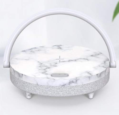 Skanto | Multifunksjonell Sengetøyslampe, med Trådløs Telefonlader, Telefonholder, Bluetooth Høyttaler og Justerbar Lysstyrke, for Hjem & Kontor (US Plug)