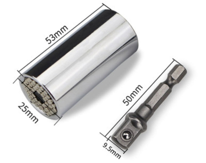 Skanto | Universal Socket Wrench, med Justeringsadapter, Grep 7mm-19mm, for Skruer, Muttere, Bolter & Mer