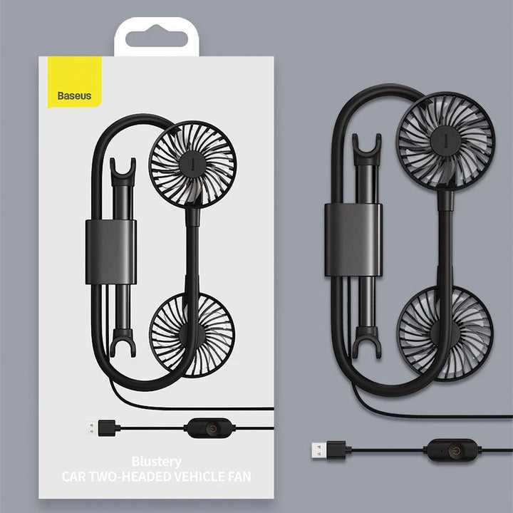 Skanto | Bil Hodestøtte Kjølefan, med 2-Hastighet, 360¬∞ Rotérbart Design & 1.5m USB Kabel, for Front- & Bakseter