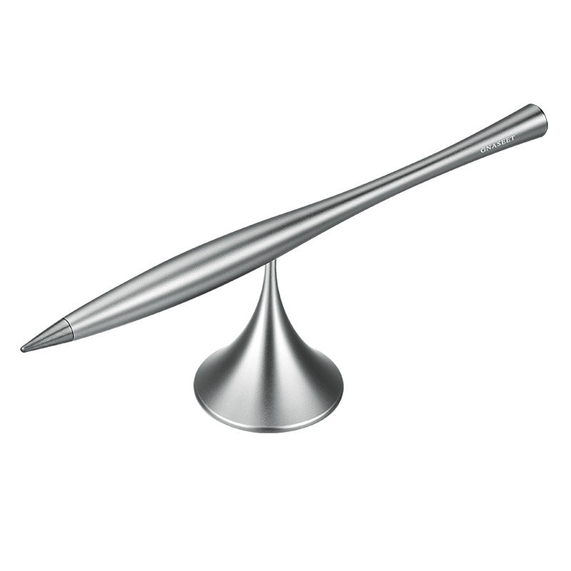 Skanto | Tynt evig metallpenn, med utskiftbar metallmine, svingbar base & glatt aluminiumslegeringshus, for kontor, arbeid & studier