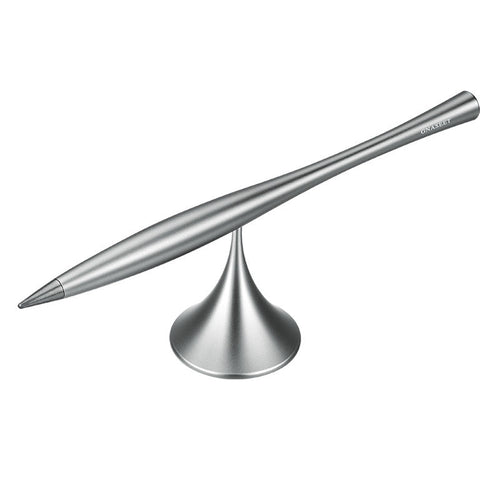 Skanto | Tynt evig metallpenn, med utskiftbar metallmine, svingbar base & glatt aluminiumslegeringshus, for kontor, arbeid & studier