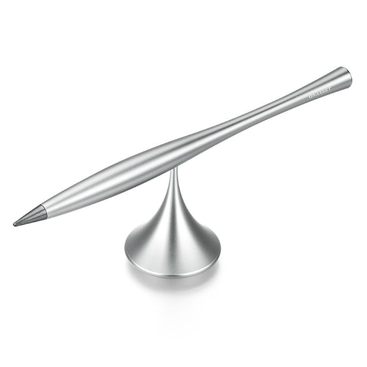Skanto | Tynt evig metallpenn, med utskiftbar metallmine, svingbar base & glatt aluminiumslegeringshus, for kontor, arbeid & studier