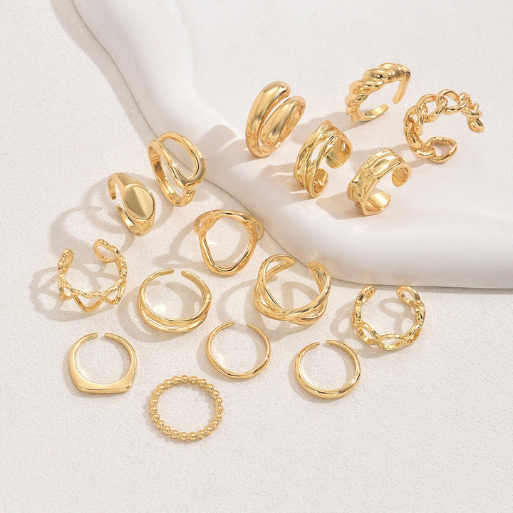 Skanto | 16pcs Justerbar Geometrisk Ring Sett