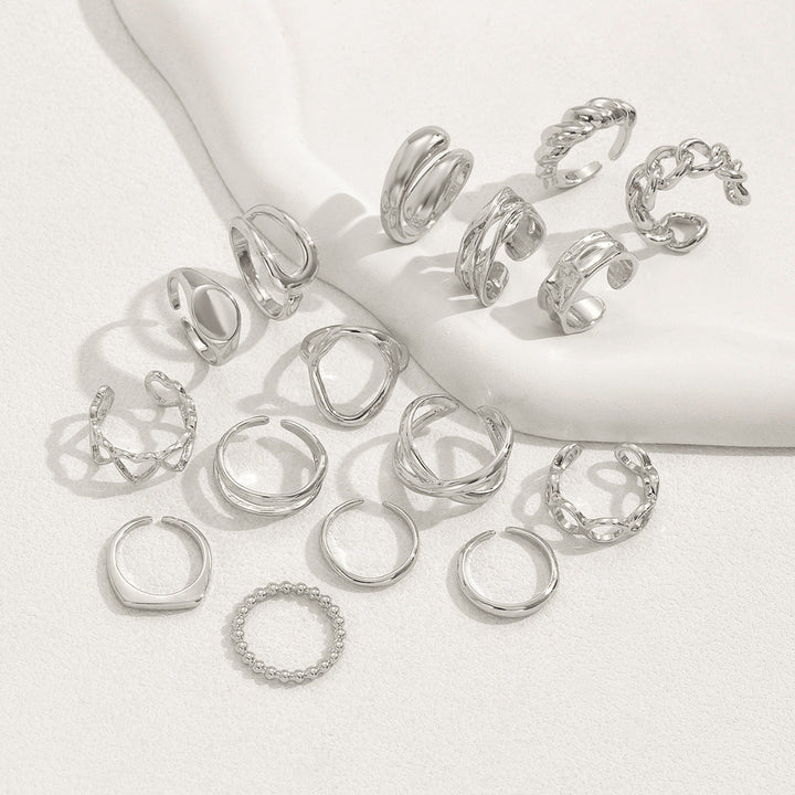 Skanto | 16pcs Justerbar Geometrisk Ring Sett