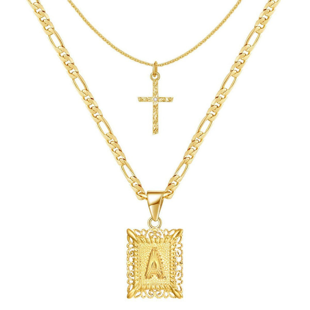 Skanto | 14k Initial Halskjede + GRATIS Kors Halskjede