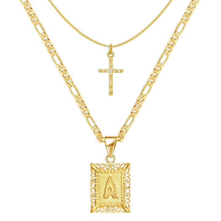 Skanto | 14k Initial Halskjede + GRATIS Kors Halskjede