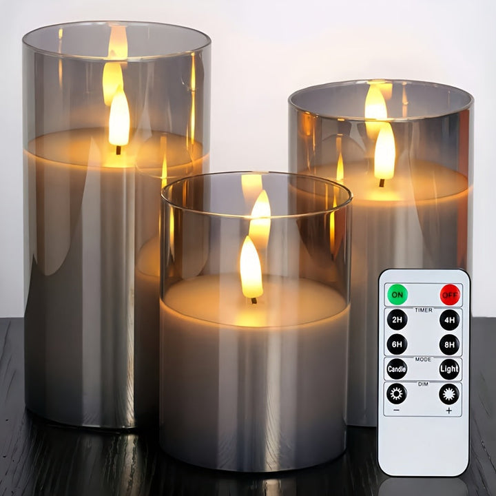 FlameFree LED Stearinlys Sett – Stilfull Ambient Belysning for Innendørs og Utendørs Skanto