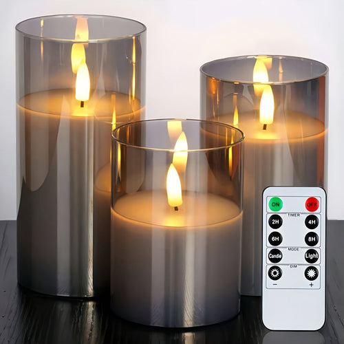 FlameFree LED Stearinlys Sett – Stilfull Ambient Belysning for Innendørs og Utendørs Skanto