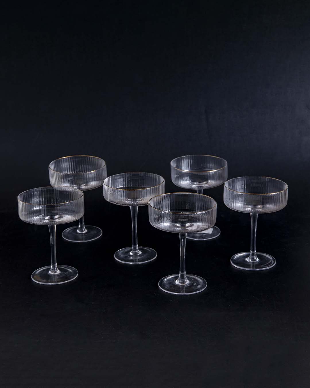 Skanto | Ribbet Coupe Cocktail Glass - Sett med 6