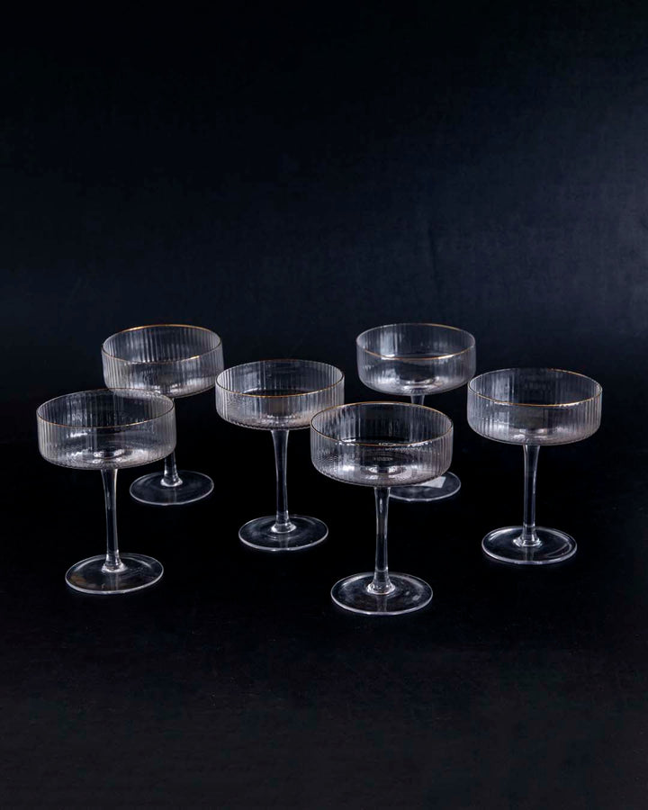 Skanto | Ribbet Coupe Cocktail Glass - Sett med 6