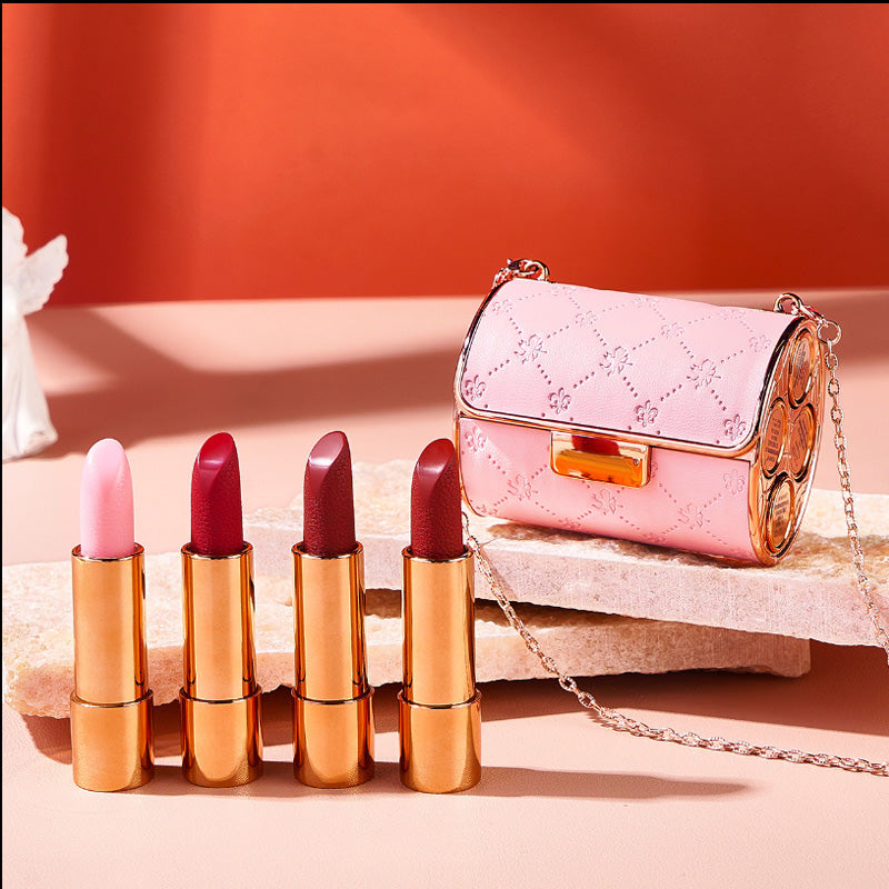 Lipstick Set Velvet Matte med Glamour Kjede Håndveske | Skanto