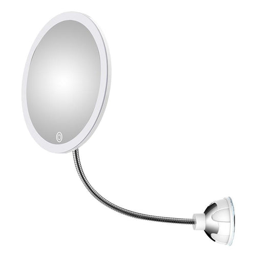 Sminkespeil med LED & forstørrelse - med sugekopp og fleksibel arm | Skanto
