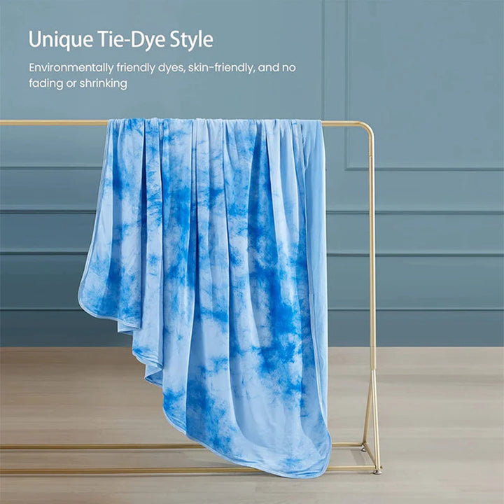 Tie-Dye Kjøleteppe – Q-Max > 0.5, Dobbeltsidig & Stilfull Farge Blå | Skanto