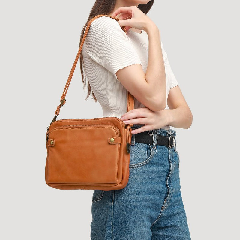 Skanto | Tre-lags lær crossover skulder- og clutch-veske