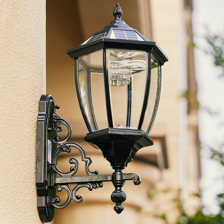 Tradisjonell europeisk aluminium glass LED sol vanntett vegglampe for utendørs patio | Skanto