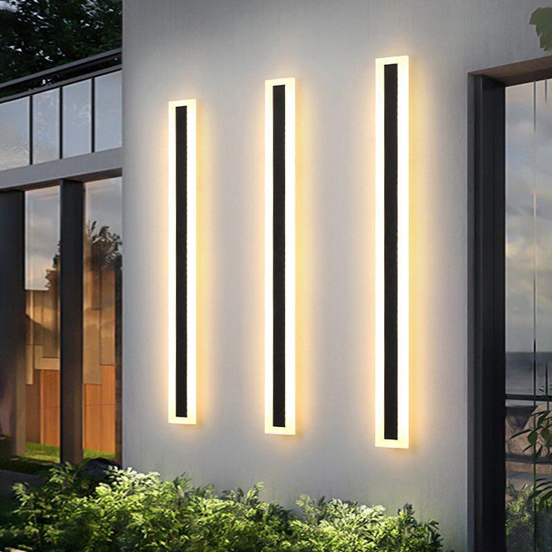 Moderne minimalistisk lang rektangulær aluminium akryl LED vegglampe for hage | Skanto