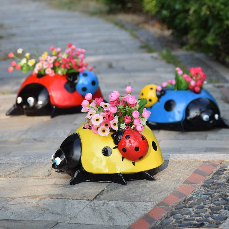 Resin Syv-stjerners Marihøne Blomsterpotte Hage Landskaps Skulptur | Skanto