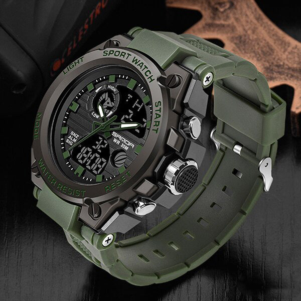 Skanto | TitanGuard Militært Herreklokke – Robust Multifunksjonell Analog & Digital Klokke
