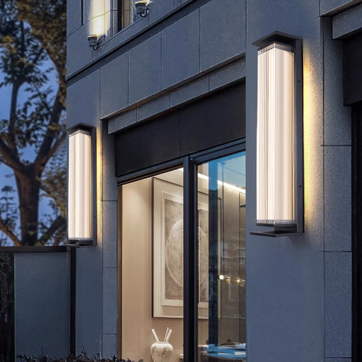 Vanntett, rektangulær LED-vegglampe i rustfritt stål og akryl til terrassen