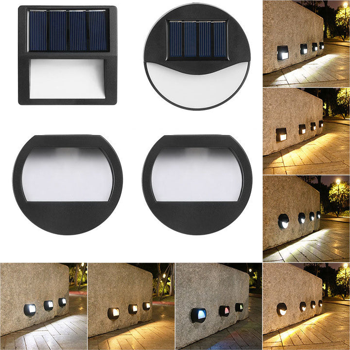 Utendørs solarmodul rund firkantet LED vanntett patio trappelys | Skanto