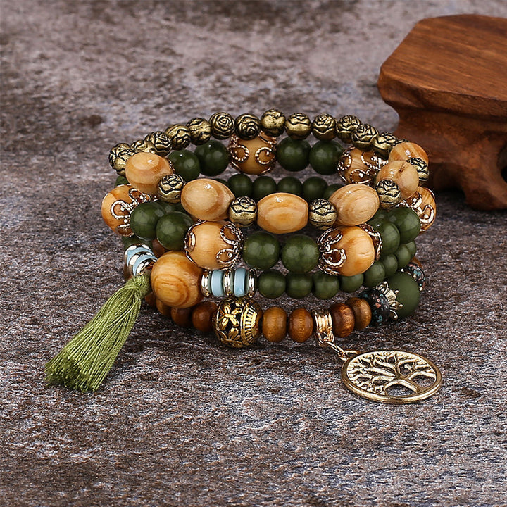 Skanto | Boho Flersjiktet Tresmykke Armbånd
