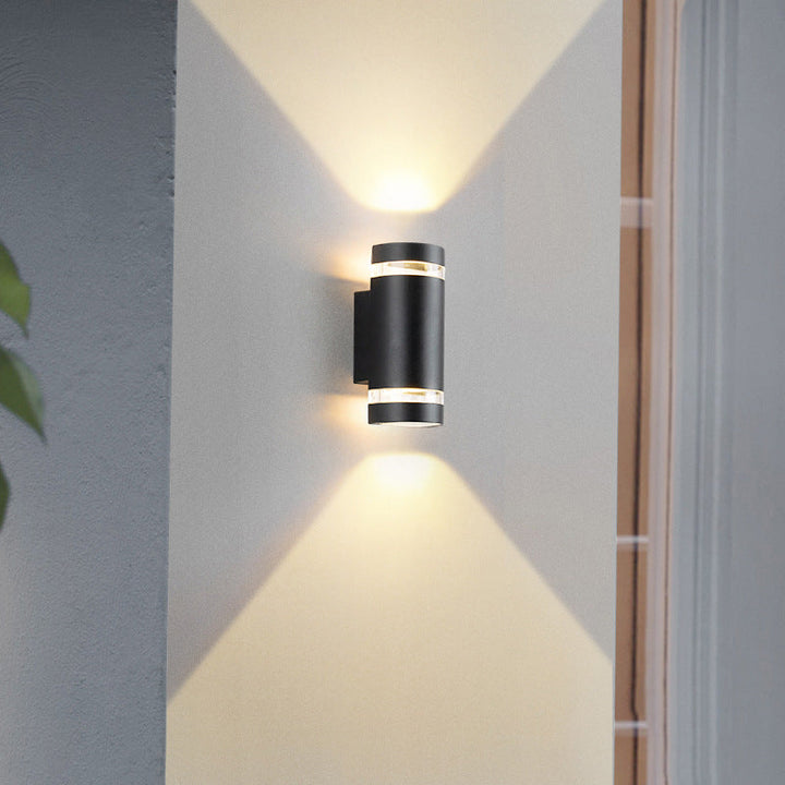 Samtidig industriell vanntett aluminiumsylinder LED opp og ned lyssterk spotlight vegglampe for utendørs terrasse | Skanto