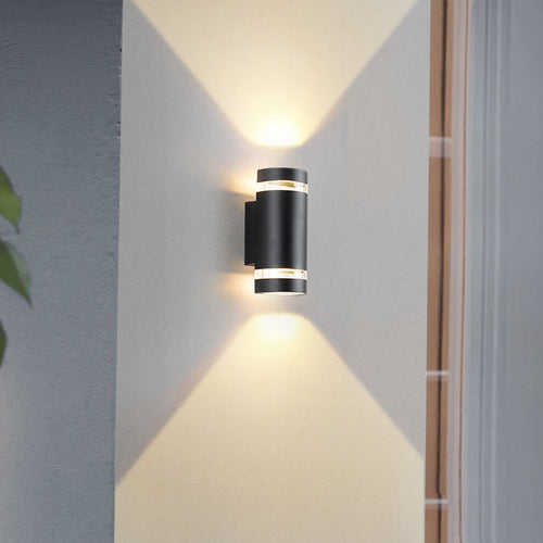 Samtidig industriell vanntett aluminiumsylinder LED opp og ned lyssterk spotlight vegglampe for utendørs terrasse | Skanto