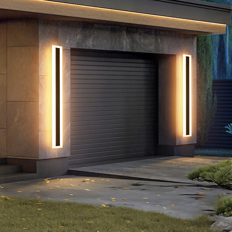Moderne minimalistisk lang rektangulær aluminium akryl LED vegglampe for hage | Skanto