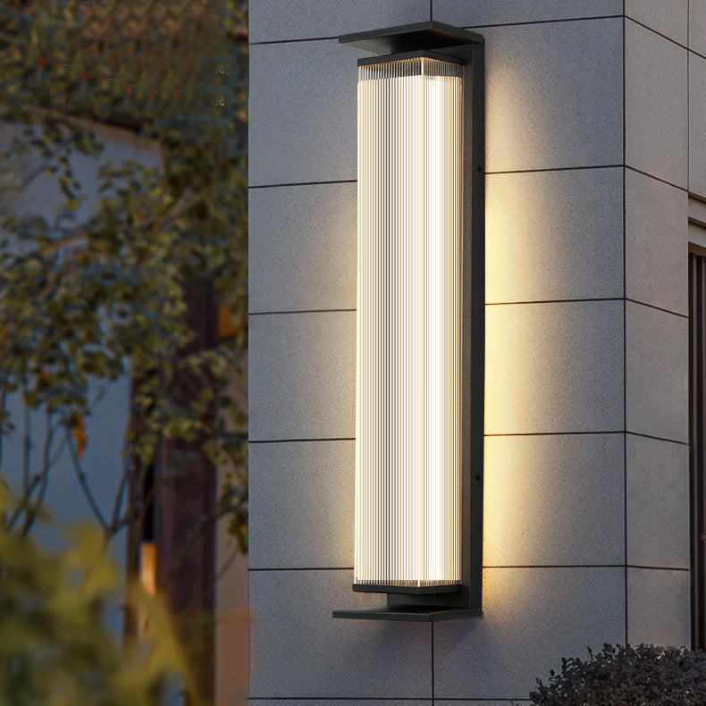 Moderne Minimalistisk Vanntett Rektangulær Rustfritt Stål Akryl LED Vegglygte Lampe For Utendørs Patio | Skanto