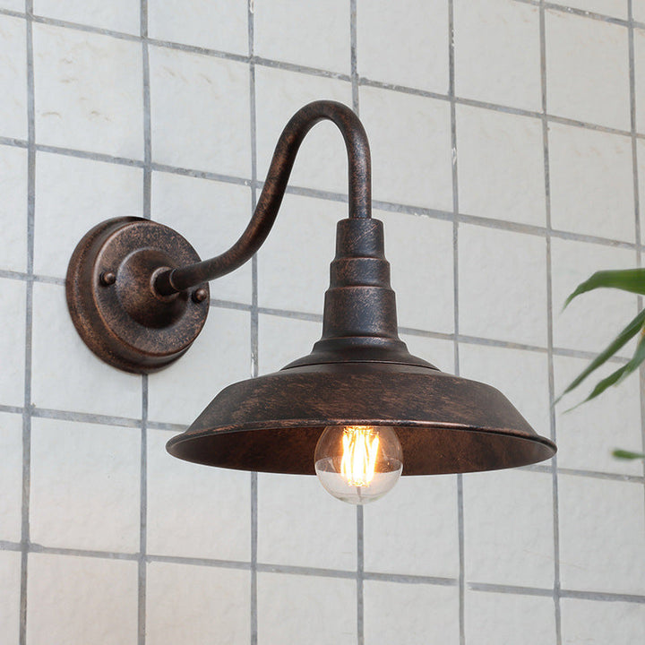 Skanto | Tradisjonell Vintage Jern Rund Skjerm 1-Lys Vegglampe For Spisestue