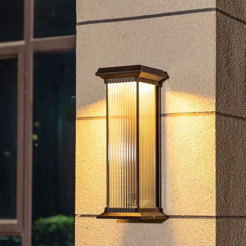 Moderne minimalistisk vanntett rektangulær aluminium glass 1/2 lys utendørs vegglampe for hage | Skanto