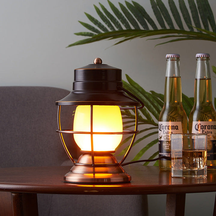 Tradisjonell gård vannavstøtende oppladbar jern akryl sylinder LED bordlampe for underholdningsrom | Skanto