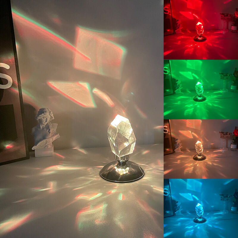Skanto | LuxorLite Diamond Crystal LED Bordlampe | Luksuriøs Stemningsbelysning | 3 eller 16 Fargeforandring | Trådløs Nattlampe