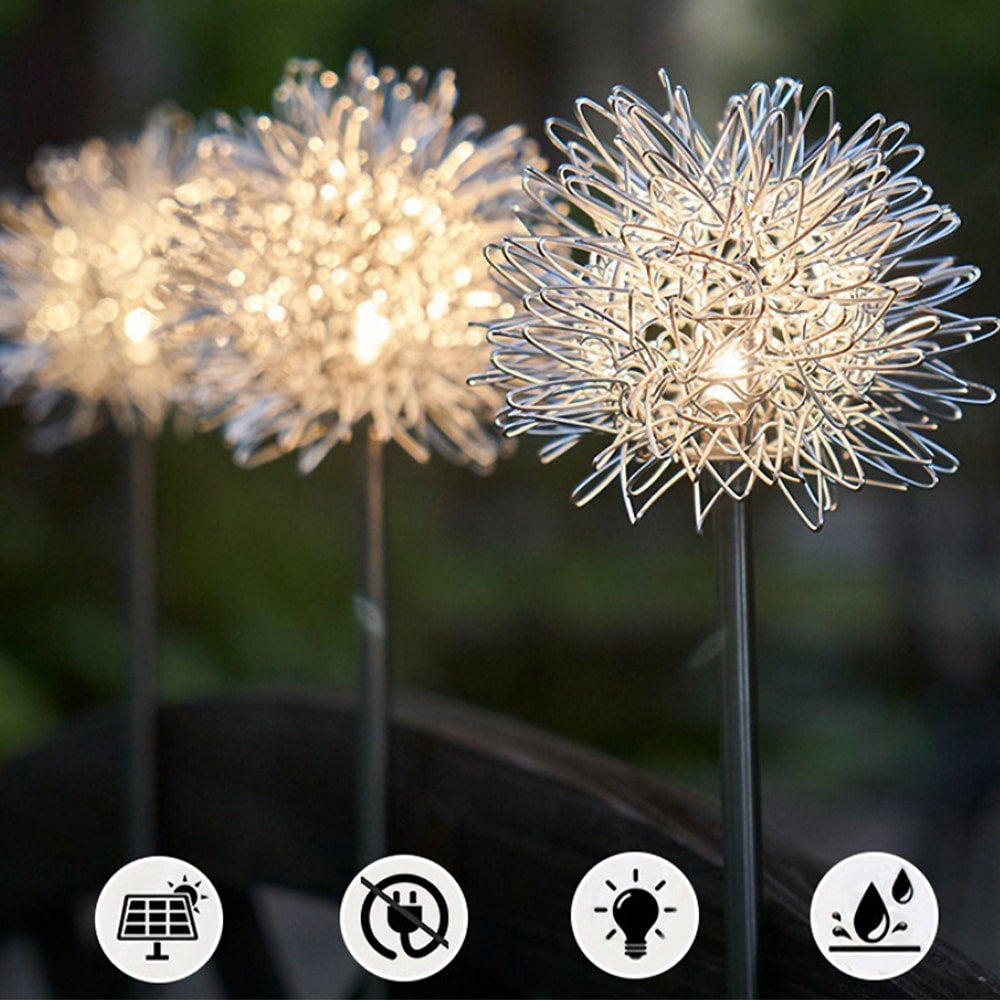 Solar LED Hage Lys (2 stk) Løvetann Design med Spike | Skanto