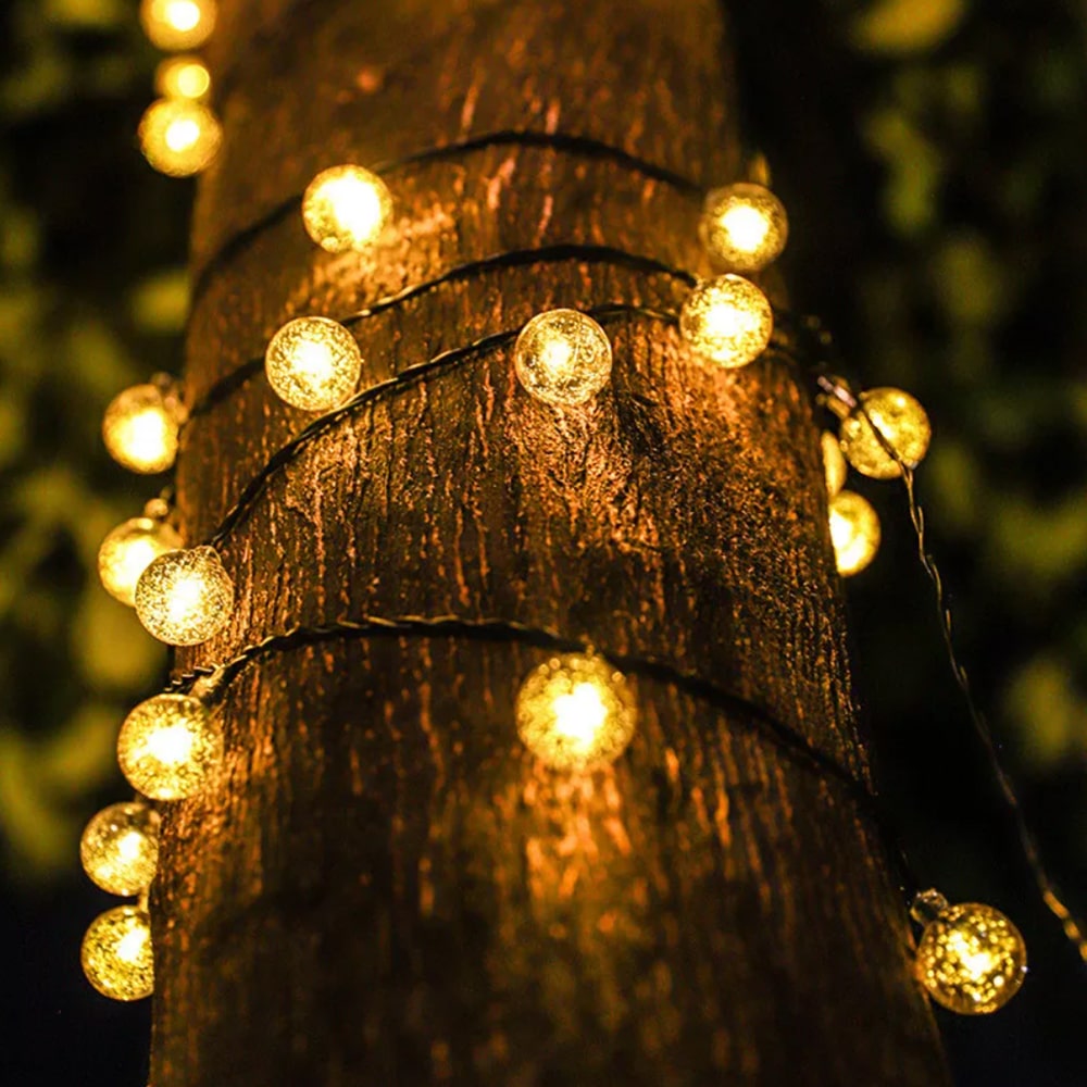 Solcelle lyslenker med ball lys - 5M-20 LED / 7M-50 LED / 12M-100 LED | Skanto