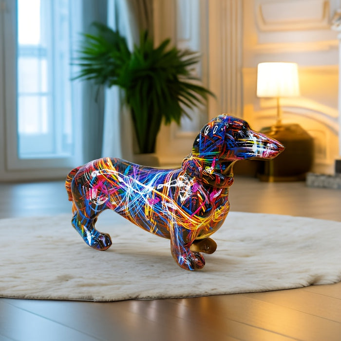 Skanto | Dachshund Delight – Fargerik Dachshund-skulptur for en Lekfull Atmosfære i Hjemmet