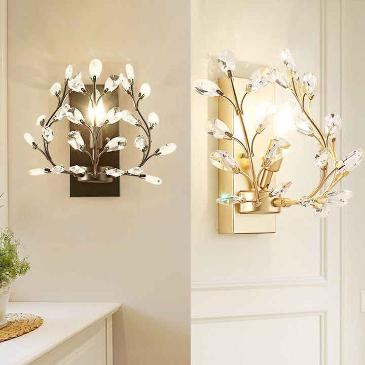 Skanto | Luminis Vegglampe | Luksus Krystall Design | Blad Motif | 1-Lyskilde & Moderne