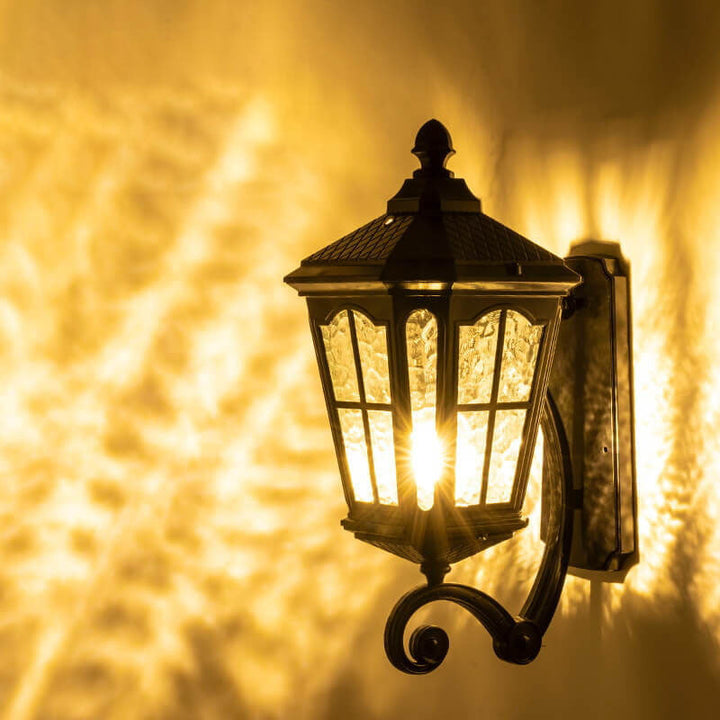 Europeisk utendørs lantern aluminium glass vanntett 1-lys vegglampe | Skanto